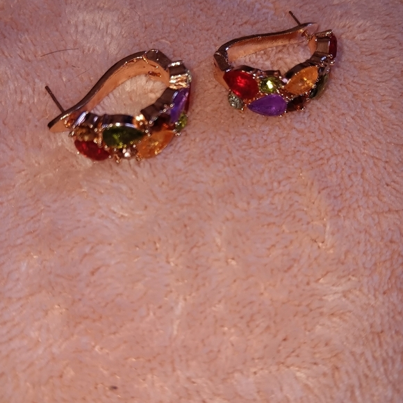 Multicolor Earrings circ circony comes in a velvet pouch - Picture 2 of 3